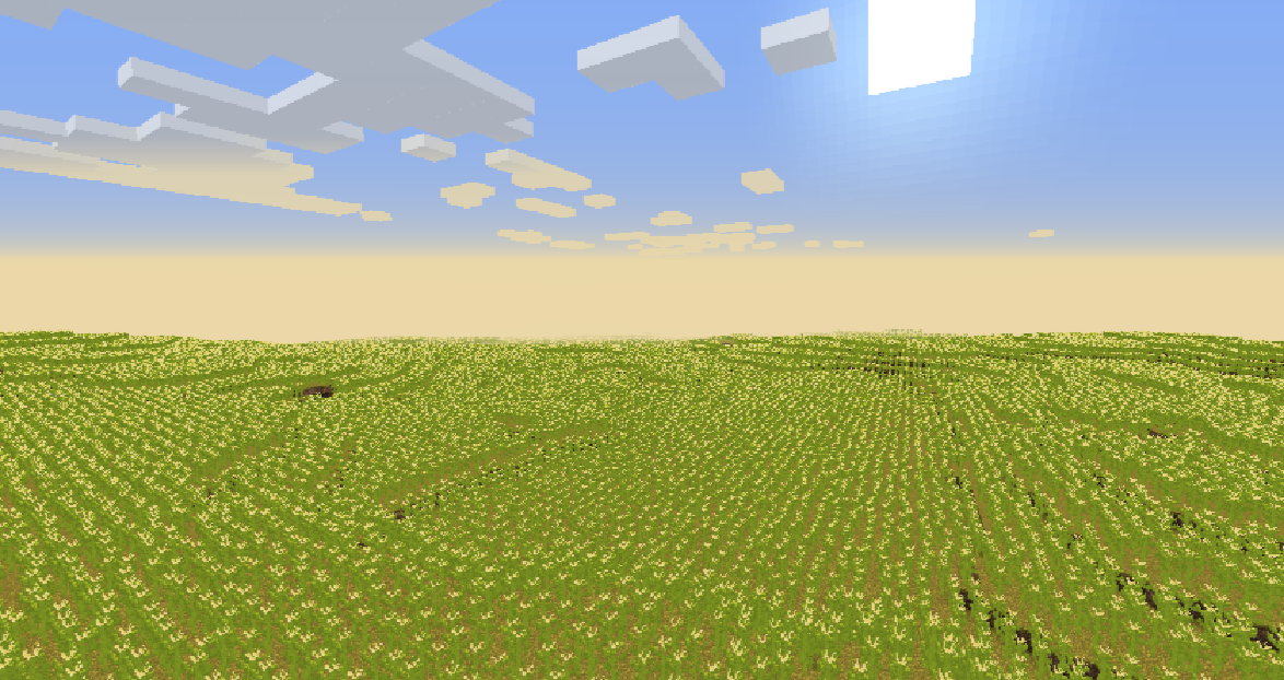 A corn-field biome in Minecraft.